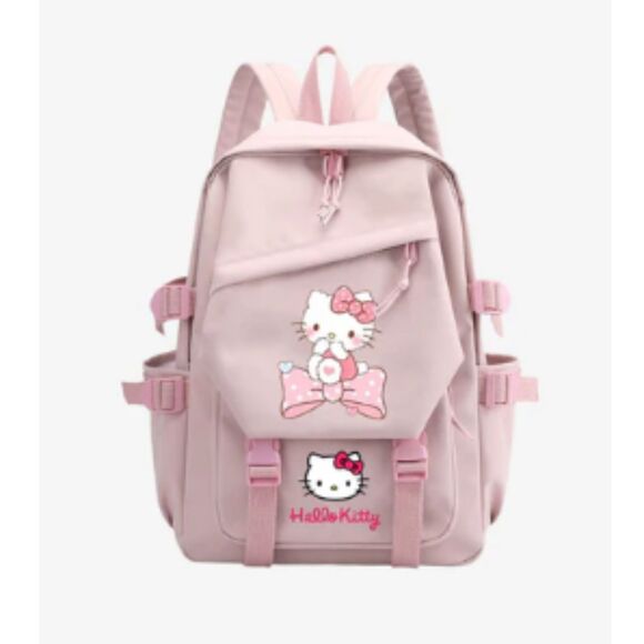 Hello Kitty NWT Nylon Water Resistant Pink and Cream Sanrio Backpack - Picture 1 of 6